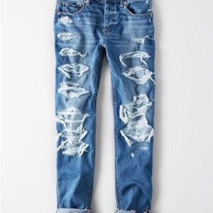 American Eagle Outfitters Ripped Blue Ankle Jeans